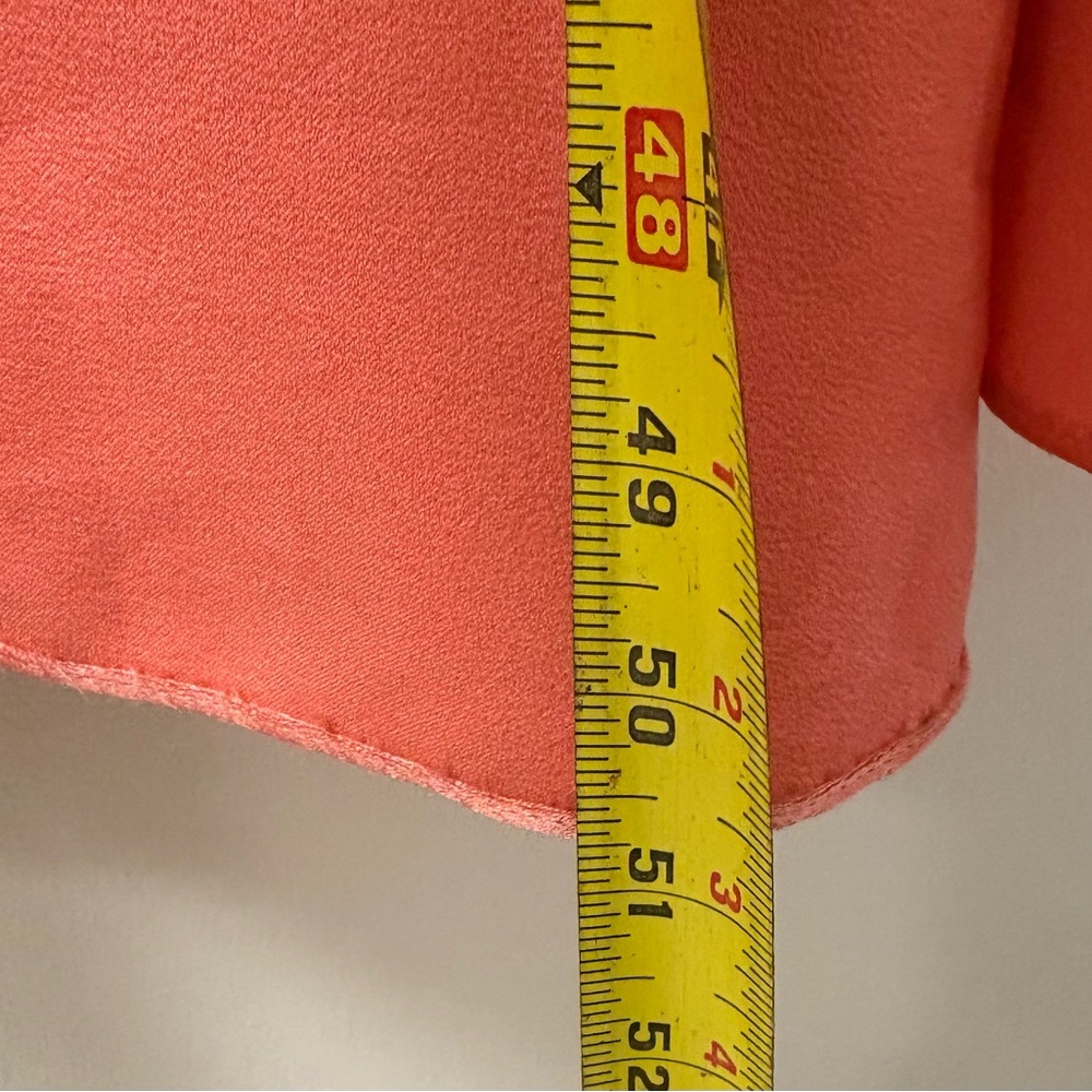 Jessica McClintock Asymmetrical Coral Dress with Floral Accent - Picture 6 of 10